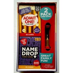 2-pack card family games/timer/Admit one/Name drop/new/sealed